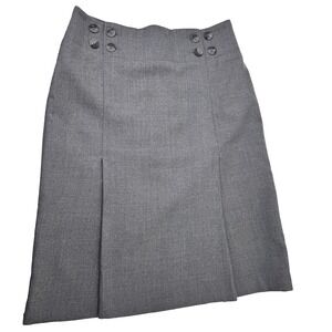 Y2K BANANA REPUBLIC Pencil Skirt Pleated Gray Size 2 Wool 2008 Made 00s Siren